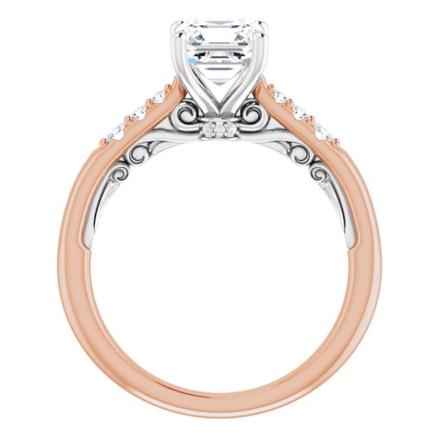 Asscher Accented Engagement Ring