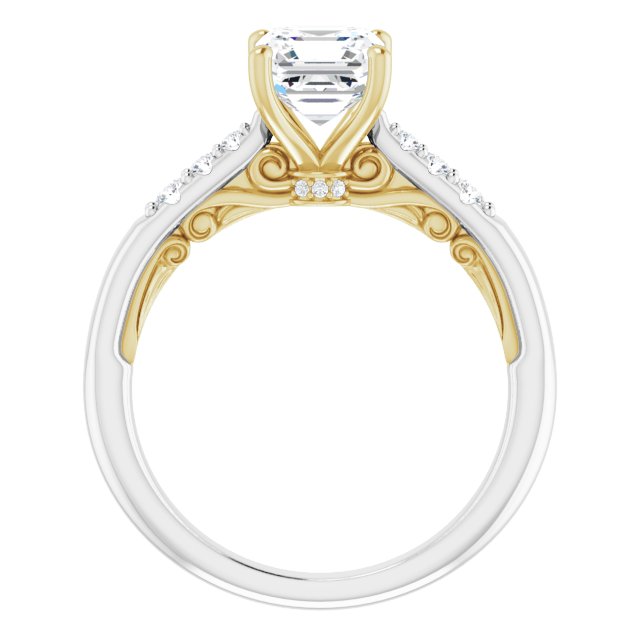 Asscher Accented Engagement Ring