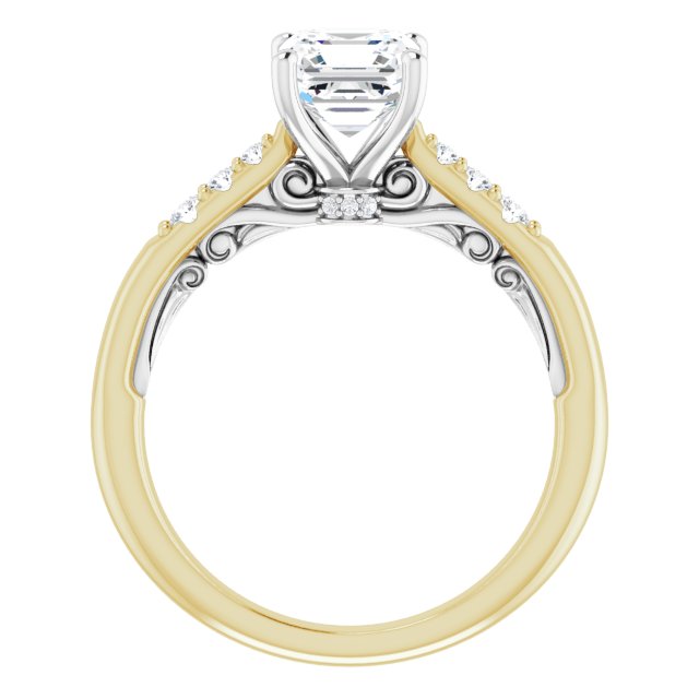 Asscher Accented Engagement Ring