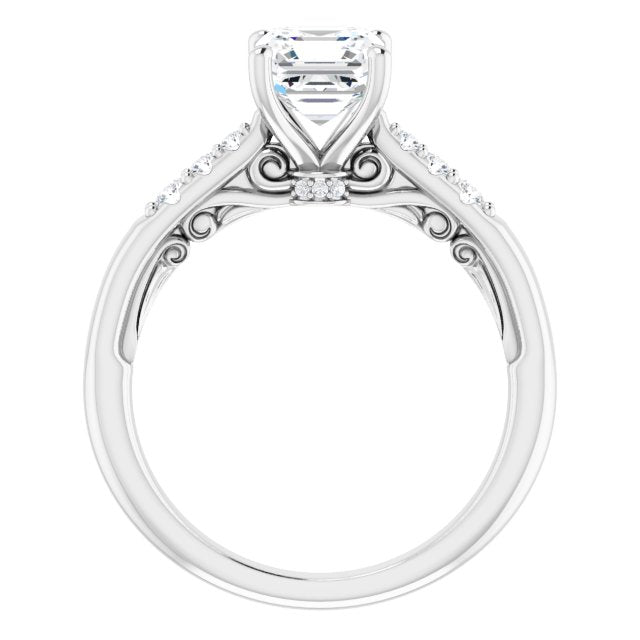Asscher Accented Engagement Ring