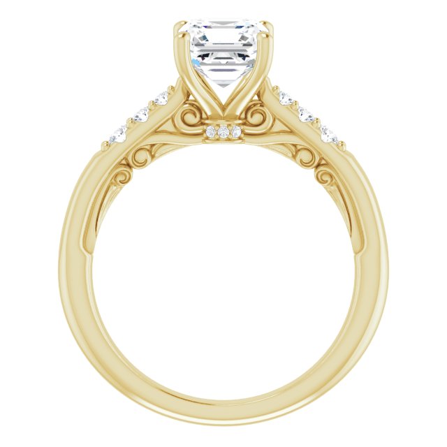 Asscher Accented Engagement Ring