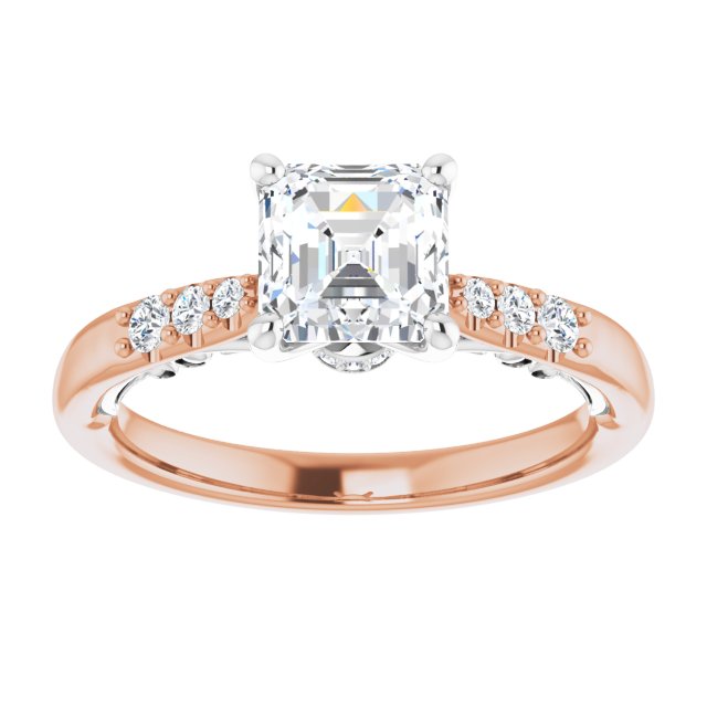 Asscher Accented Engagement Ring