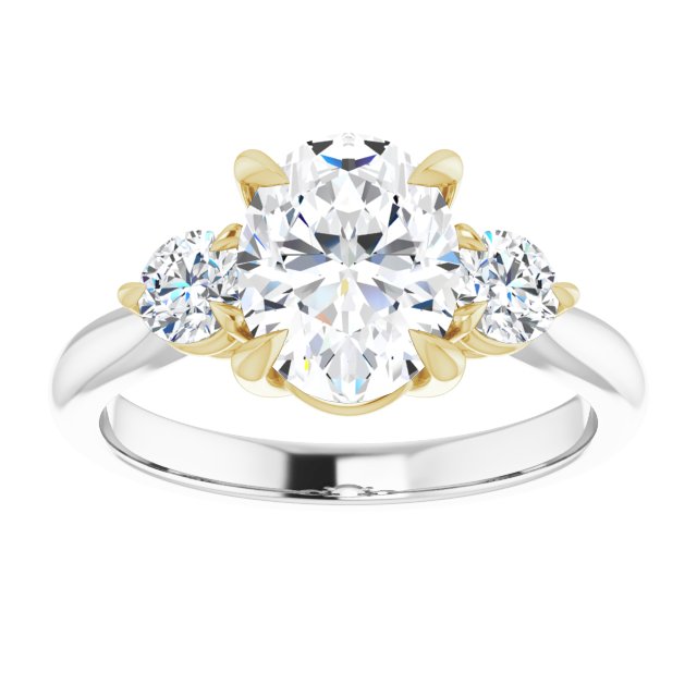 9x7 mm Oval Moissanite Engagement Ring 3-Stone
