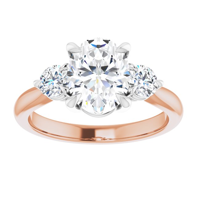 9x7 mm Oval Moissanite Engagement Ring 3-Stone