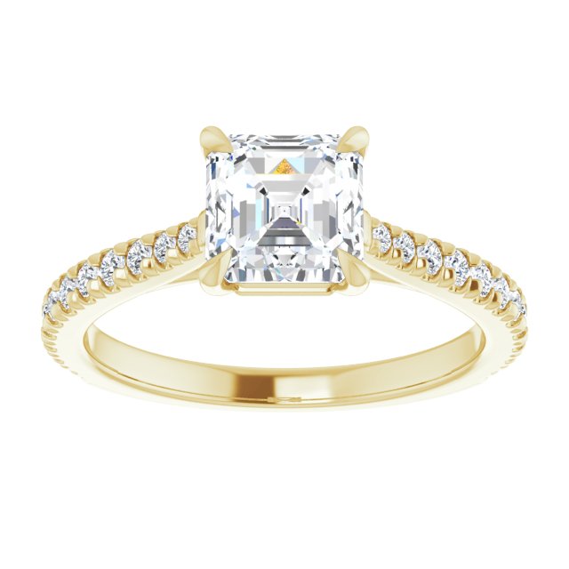Asscher French Set Engagement Ring