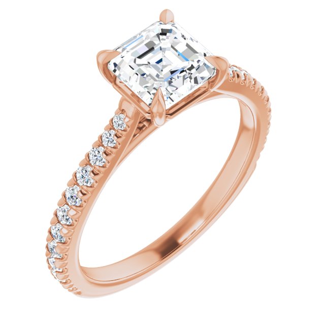 Asscher French Set Engagement Ring