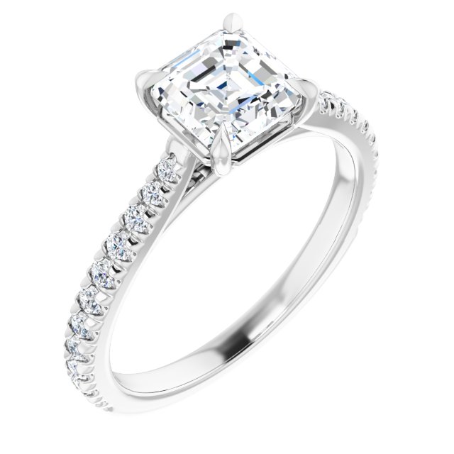 Asscher French Set Engagement Ring
