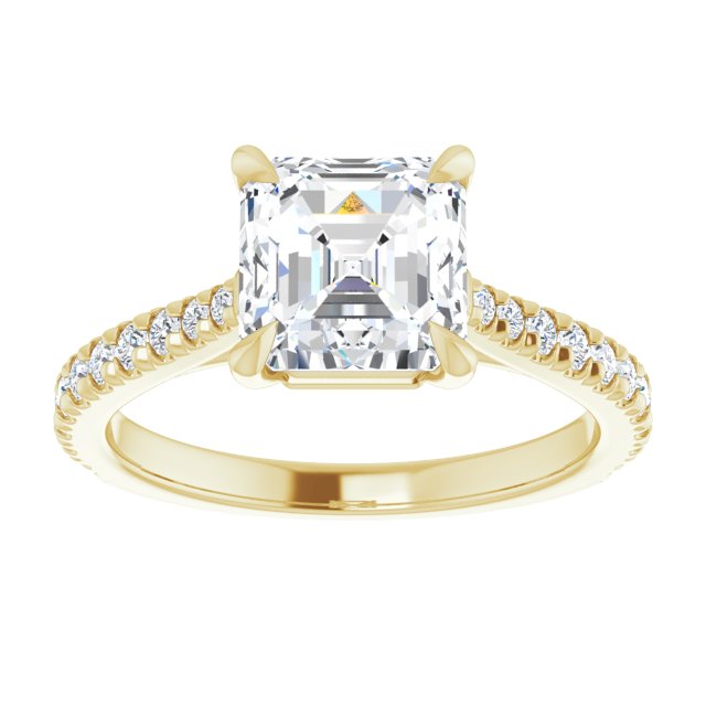 Asscher French Set Engagement Ring