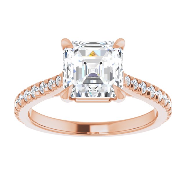 Asscher French Set Engagement Ring