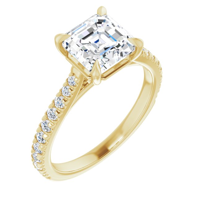 Asscher French Set Engagement Ring