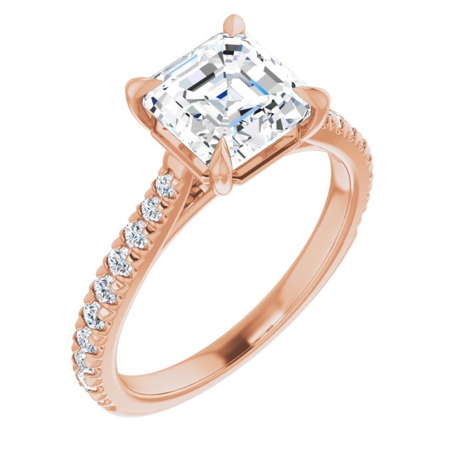 Asscher French Set Engagement Ring