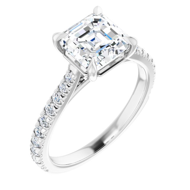 Asscher French Set Engagement Ring