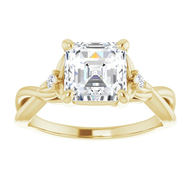 Twisted Asscher Accented Engagement Ring