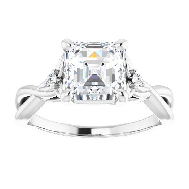 Twisted Asscher Accented Engagement Ring