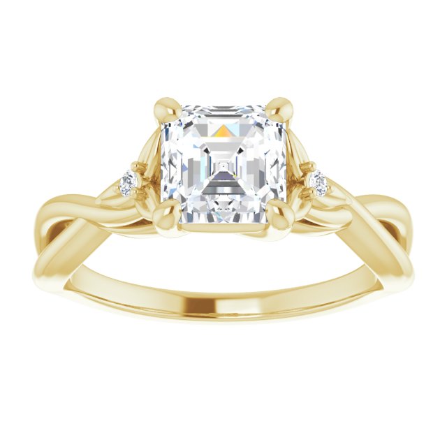 Twisted Asscher Accented Engagement Ring
