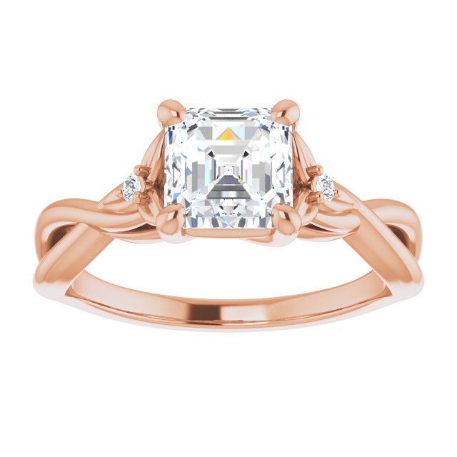 Twisted Asscher Accented Engagement Ring
