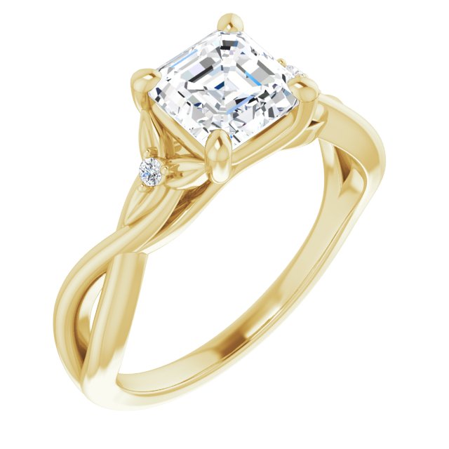 Twisted Asscher Accented Engagement Ring