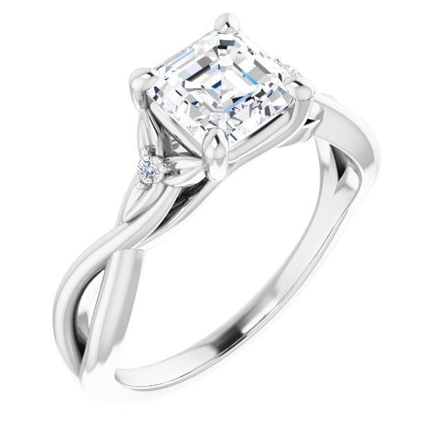 Twisted Asscher Accented Engagement Ring