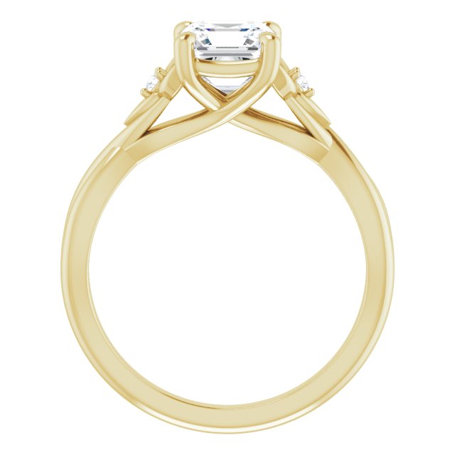 Twisted Asscher Accented Engagement Ring