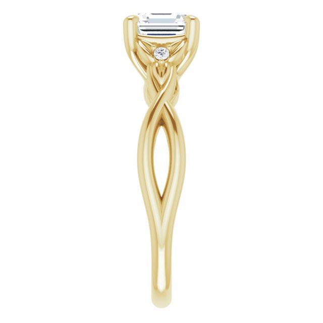 Twisted Asscher Accented Engagement Ring