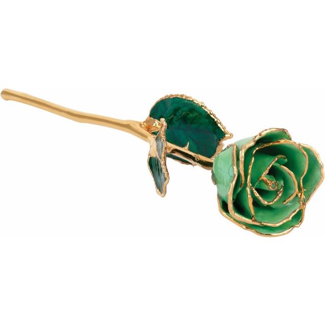 Peridot Colored Rose with Gold Trim