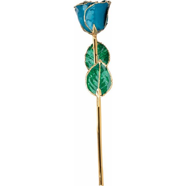 Blue Zircon Colored Rose with Gold Trim