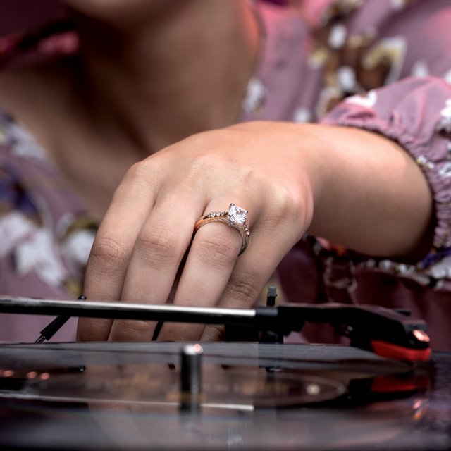 Asscher Accented Engagement Ring