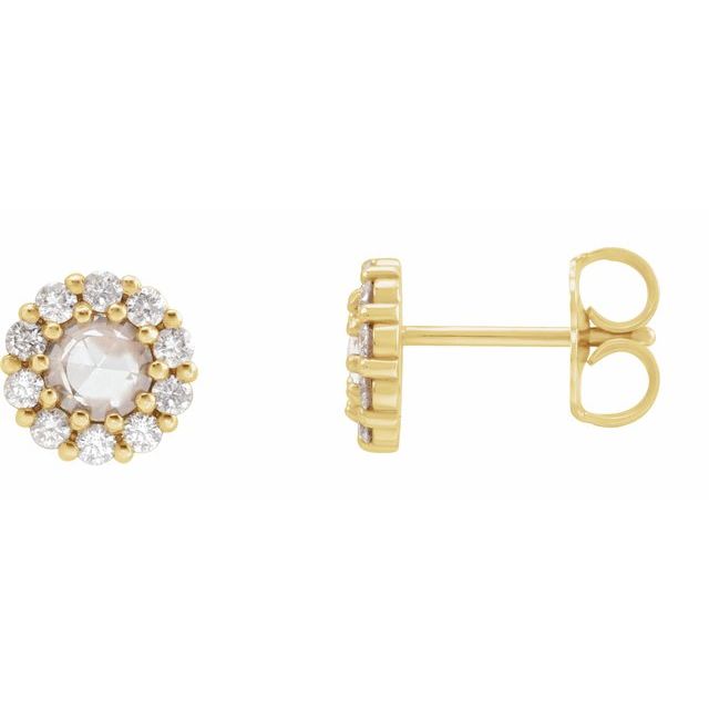 Rose-Cut Diamond Halo Earrings