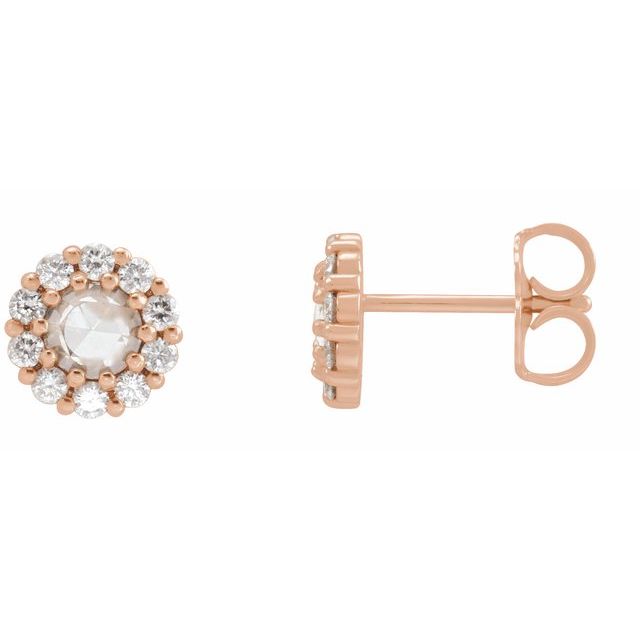 Rose-Cut Diamond Halo Earrings