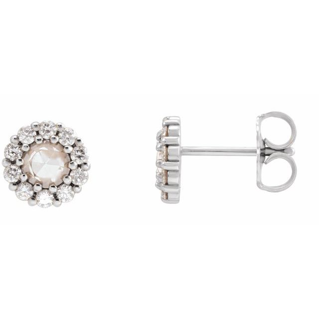 Rose-Cut Diamond Halo Earrings