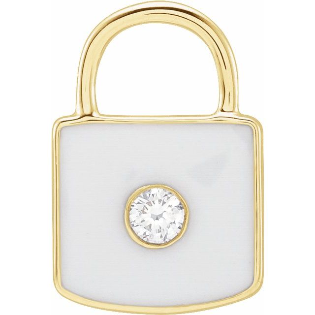 Enamel Diamond Lock Charm Pendant