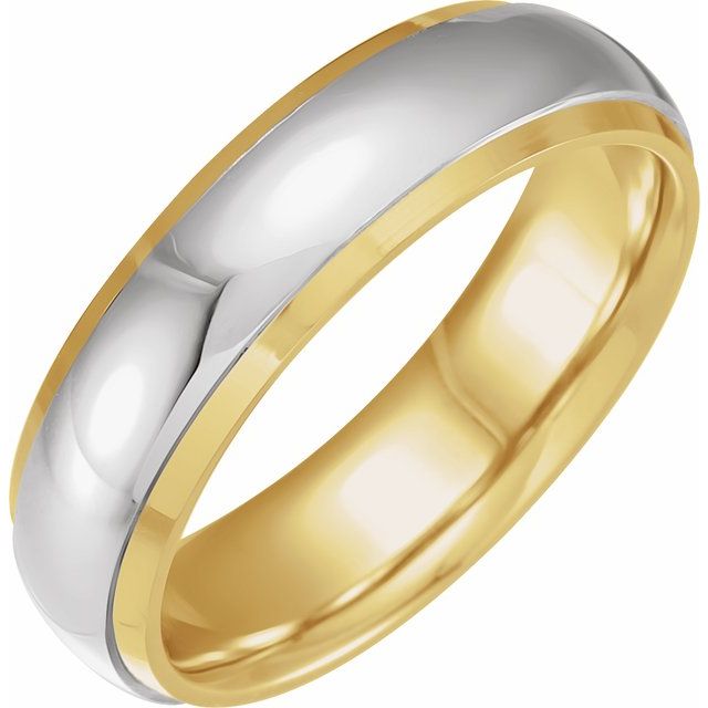 Half Round Band With Diamond Edge Inlay