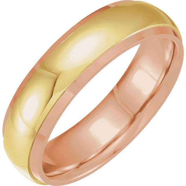 Half Round Band With Diamond Edge Inlay