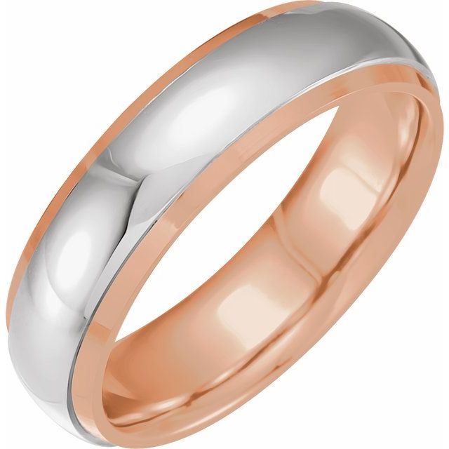 Half Round Band With Diamond Edge Inlay