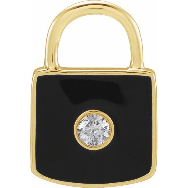 Enamel Diamond Lock Charm Pendant