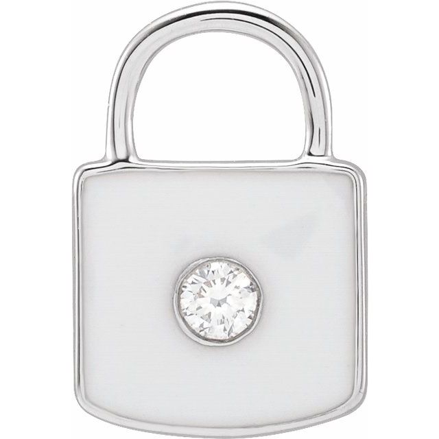 Enamel Diamond Lock Charm Pendant
