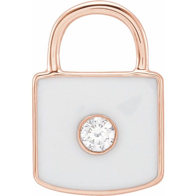 Enamel Diamond Lock Charm Pendant