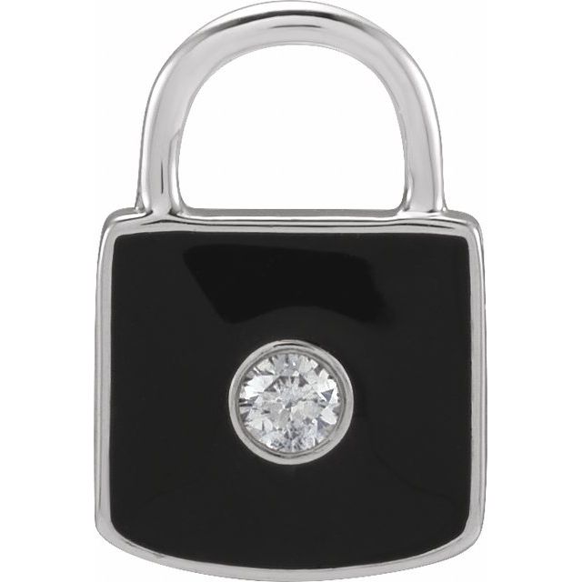 Enamel Diamond Lock Charm Pendant