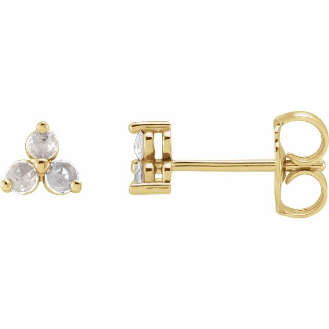 Rose-Cut Diamond Three-Stone Earrings