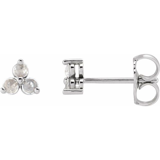 Rose-Cut Diamond Three-Stone Earrings