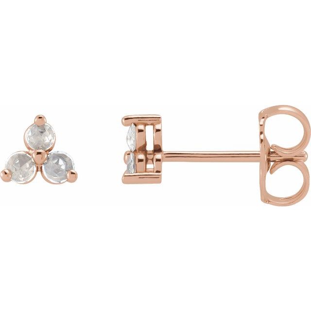 Rose-Cut Diamond Three-Stone Earrings