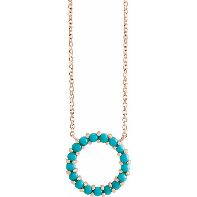 Natural Turquoise Circle Cabochon 18 In Necklace