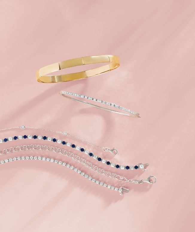 Diamond Bracelet, Charm, Bezel-Set, Scattered, Line, Tennis Bracelet