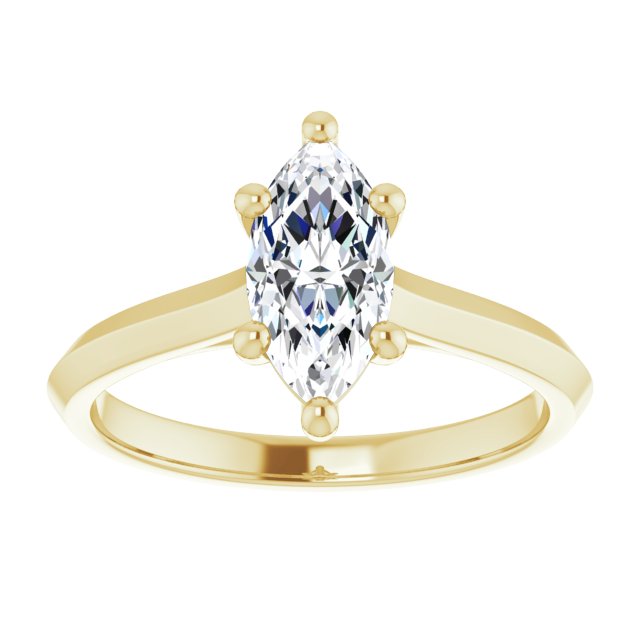 Marquise Solitaire Engagement Ring, Women's Wedding Ring, Yellow Gold, Matching Set