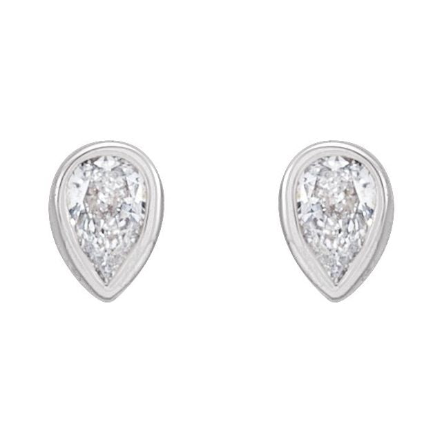 Pear Bezel-Set Stud Earrings, Diamond Studs, Women's Earrings, Pear Diamonds, White Gold