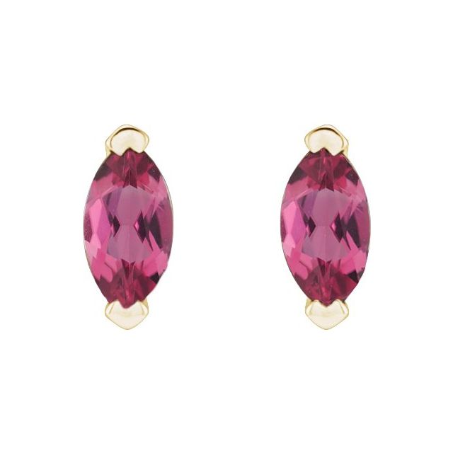 Marquise Solitaire V-Prong Stud Earrings, Pink Tourmaline, Women's Earrings, Matching Set
