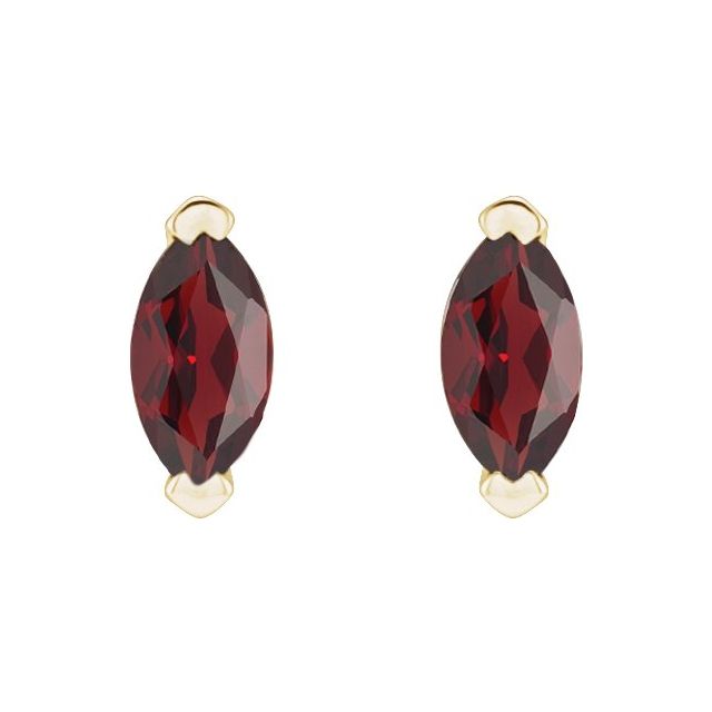 Marquise Solitaire V-Prong Stud Earrings, Red, Garnet, Women's Earrings, Matching Set