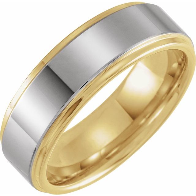 Tungsten Edge Band, Men's Ring, Gold PVD, Inlay