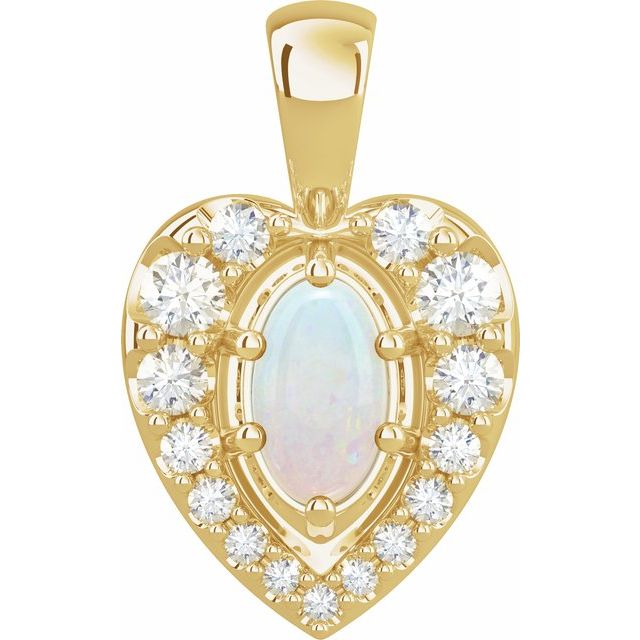 White Opal and Diamond Pendant Necklace