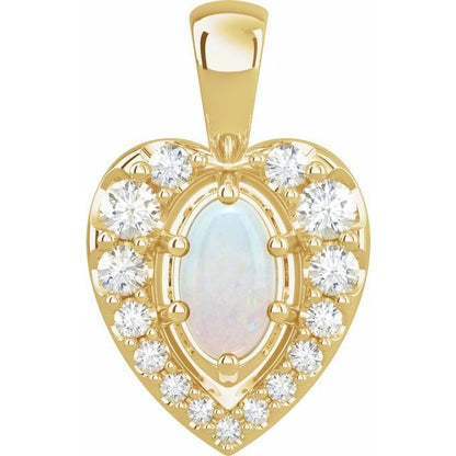 White Opal and Diamond Pendant Necklace